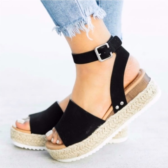 🆕 Kendra - Black Platform Sandals - Picture 7 of 7